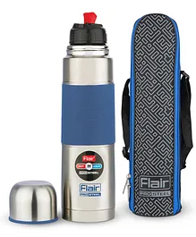 Flair Houseware Power Grip Vacuum Insulated Steel Flask With Flip Lid Blue - 750 ml