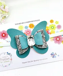 Little Tresses Stone Embellished Glittered Butterfly Bow Soft Stretchable Band - Mint Green