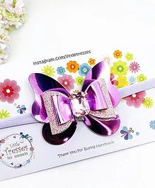 Little Tresses Stone Embellished Glittered Butterfly Bow Soft Stretchable Band - Purple