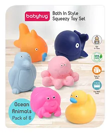 Babyhug Bath Squeeze Toys Ocean Animals Pack of 6 - Multicolour 