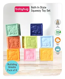 Babyhug Bath In Style Squeeze Building Blocks Set Pack of 8 - Multicolour