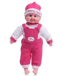 ToyMark Happy Baby Doll Teddy Face Print Dark Pink - Height 37.5 cm