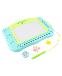 Toynest Mega Magic Magnetic Drawing Board with Magetic Stylus 3 stamps & Eraser Knob - Green and Blue