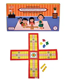 Desi Toys Indian Ludo Classic Strategy Board Game with Canvas Fabric Board - 21 Pieces
