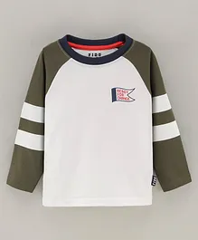 Fido Cotton Knit Full Sleeves T-Shirt Text Print - Grey and White