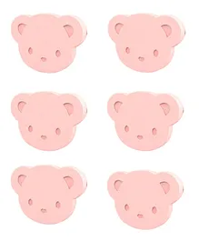 SYGA Children's Safety Pin Cartoon Bear Baby Slobber Towel Pin Pack of 6 - Bear Pink