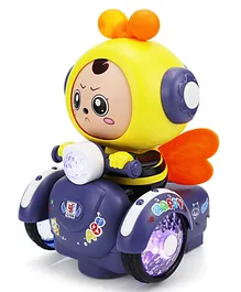 YAMAMA Face Changing Cartoon Bee Car with Light Music Bump & Go Rotation Toy for Kids - Multicolour