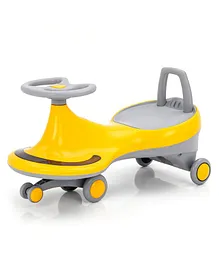 Kids Swing Car With LED Lights & Music - Yellow Grey