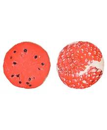 Deals India 3D Creative Plush Squishy Fruit Cushions Pomegranate and Watermelon Set of 2 - Multicolour
