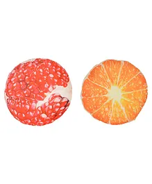 Deals India 3D Creative Plush Squishy Fruit Cushions Pomegranate and Orange Set of 2 - Multicolour