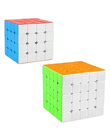 New Pinch Combo Set of 4X4, 5X5 High Speed Stickerless Magic Cube Puzzle- Multicolor