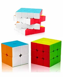 New Pinch Combo Set of 2X2, 3X3, 4X4 High Speed Stickerless Magic Cube Puzzle Multicolor