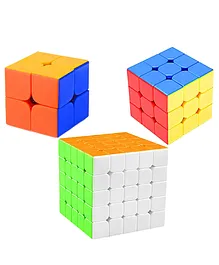 New Pinch Combo Set of 2X2, 3X3, 5X5 High Speed Stickerless Magic Cube Puzzle - color may vary