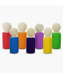 Matoyi Wooden Rainbow Peg Dolls Multicolor - 7 Pieces