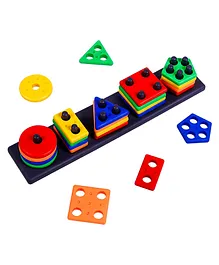 Voolex Plastic Geometric Shape Blocks Sorting and Stacking Toys For kids - 5 columns with 25 pieces