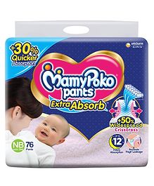 MamyPoko Extra Absorb Pants Style Diapers New Born - 76 Pieces