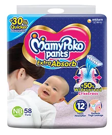 MamyPoko Extra Absorb Pants Style Diapers New Born - 58 Pieces