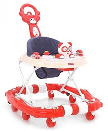 Babyhug Rabit Musical Walker cum Rocker With Parental Push Handle - Black Red