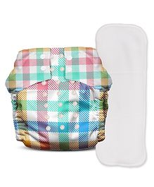 Mother Sparsh Baby Nappers Cheekychecker Cloth Diaper Free Size - Multicolour