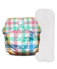 Mother Sparsh Nappers Cheekychecker Cloth Diaper Free Size - Multicolour