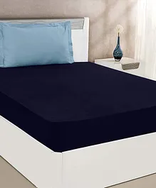 BEDCOV Mattress Protector Cotton Waterproof Bed Protector Mattress Cover For Double Bed Skirting Up to 11 Inch - Blue