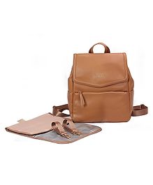 The Little Lookers Jolly Luxe Vegan Leather Diaper Backpack - Fan Tan