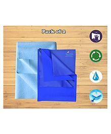THE LITTLE LOOKERS Quicky Dry Sheets/Massage Mats/Water Proof Bed Protector/Crib Sheets  Sheets for Baby Medium, Navy Blue & Sky Blue - Pack of 2