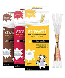 Strawfit Chocolate & Strawberry Flavored Milk Flavoring Straws Pack Of 2 - 240 gm