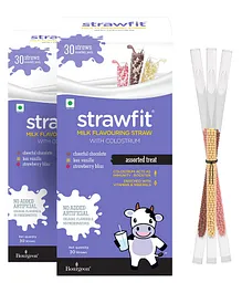 Strawfit Chocolate Vanilla & Strawberry Flavored Milk Flavoring Straws Assorted Pack Of 2 - 300 gm