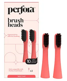 Perfora Electric Toothbrush Heads with Charcoal Bristles Pack of 2 - Spicy Coral