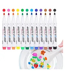 Muren Water Floating Ink Colorful Marker Pens Pack of 12 - Multicolor