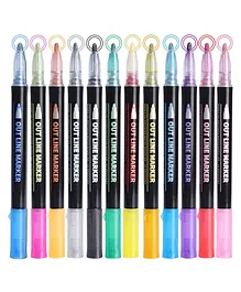 Muren  Double Outline Metallic Glitter Waterproof Marker Pens -Multicolor