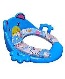 MUREN Baby Cushioned Potty Training Comfortable Toilet Seat with Easy Grip Side Handle -Blue