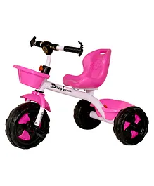 BABYCRUSH WHITE RAMBO HUNK WHEEL TRICYCLE WITH COLOUR ACCESSORIESDIP103 PINK