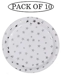 Shopping Time Silver Star Paper Plates Pack of 10- Silver