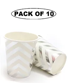 Shopping Time Silver Chevron Paper Cups Pack of 10- Silver