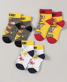 Bonjour Ankle Length Tom and Jerry Design Socks Pack of 3 - Multicolour