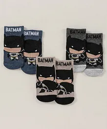 Bonjour Ankle Length Batman Design Socks Pack of 3 - Multicolour