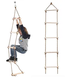 REZNOR 5 Feet Wooden Climbing Ladder Hanging Rope for Kids Indoor Outdoor Play Set