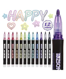 SKB 12 Colours Outline Double Line Pen - Multicolor