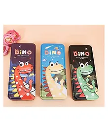 SKB Funny Little Dino Cartoon Art Metal Pencil Box (Color May Vary)