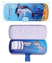 SKB Funny Shark Print Metal Pencil Box (Color and Design May Vary)