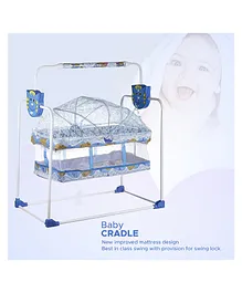 NHR New Born Baby Hanging Cradle with Mosquito Net & Spacious Firm with Rigid Support -Blue