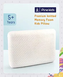 Pine Kids Premium Knitted Memory Foam Kids Pillow - White
