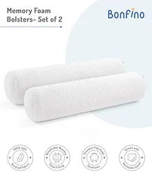 Bonfino Premium Knitted Memory Foam Bolsters Pack of 2 - White