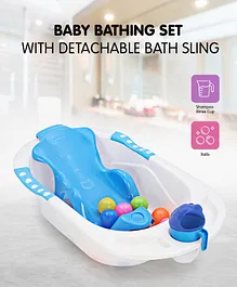 Baby Bathing Set With Detachable Bath Sling - Blue