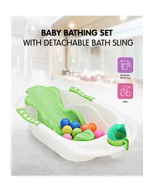 Baby Bathing Set With Detachable Bath Sling - Green