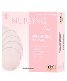 AHC Washable Maternity Nursing Breast Pads With Laundry Bag 6 Pads - Pale Pink