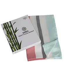 AHC Premium 100% Bamboo 8 in 1 Multi Purpose Blanket Cum Thrower Cum Swaddle Wrapper - Multicolour