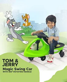 NHR Tom & Jerry Magic Swing Car with 360 Degree Rotating Handle Ride On - Green